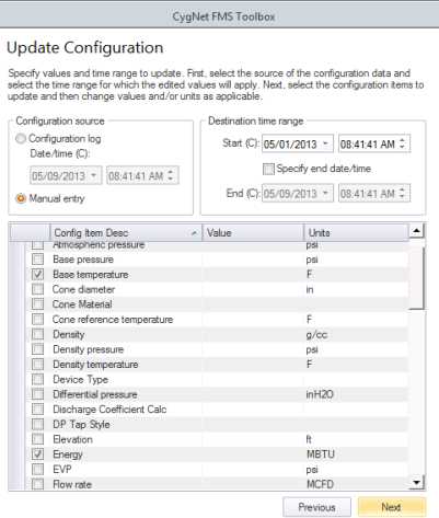 Update Configuration